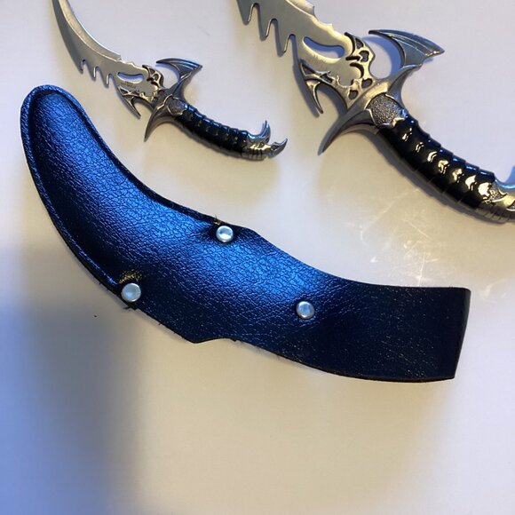 Ace Martial Arts Supply Draco Twin Fantasy Dagger Set, Silver Stainless China - Picture 9 of 14